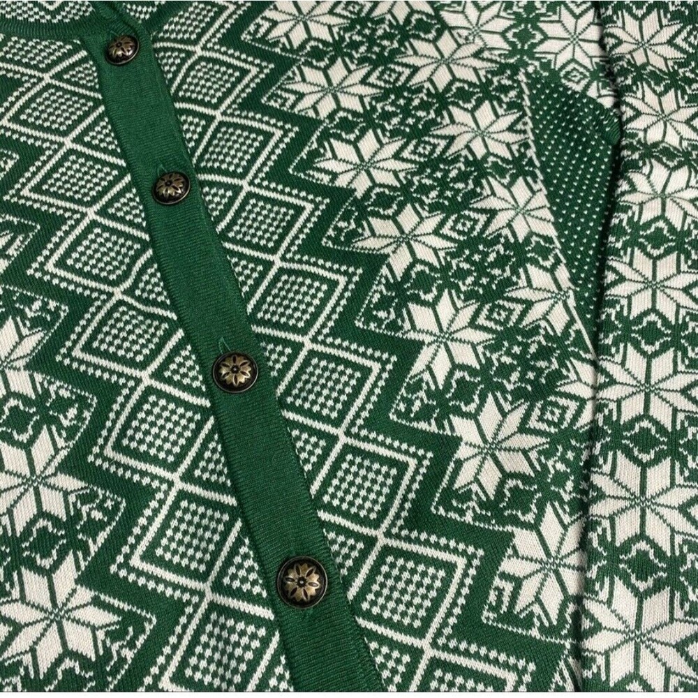 Appleseeds Sz M green ivory fair isle Nordic button up soft ca… - Picture 6 of 13